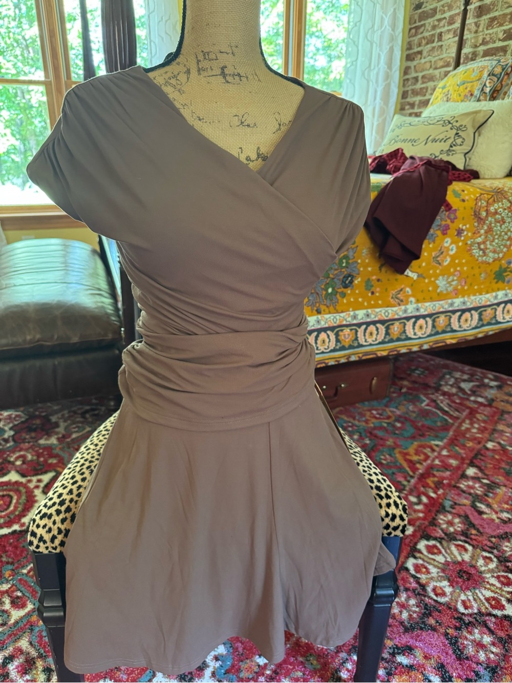 OGL 2 piece surplice top and matching skirt set NWT